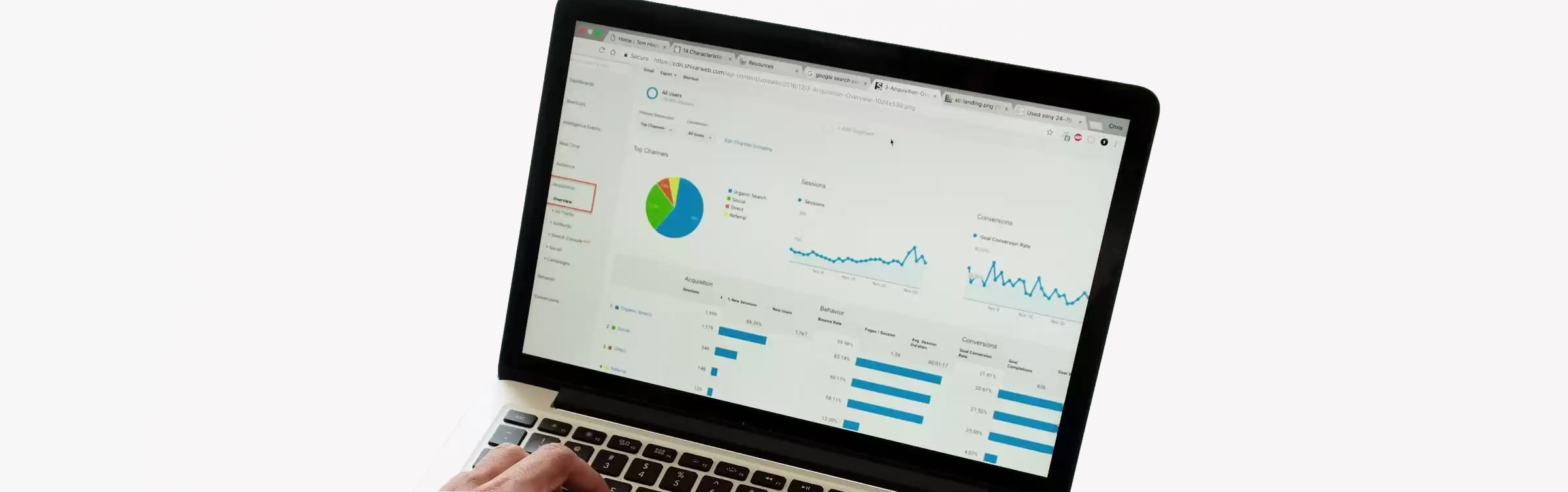 a dashboard showing web traffic on a Mac Laptop